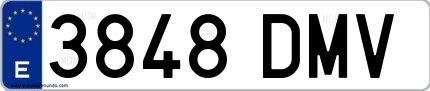 Ejemplo de matrícula española 3848 DMV