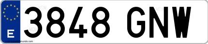 Ejemplo de matrícula española 3848 GNW
