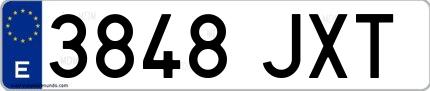 Ejemplo de matrícula española 3848 JXT