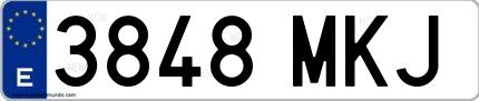 Ejemplo de matrícula española 3848 MKJ
