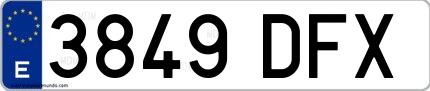 Ejemplo de matrícula española 3849 DFX
