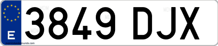 Ejemplo de matrícula de coche ordinaria 3849 DJX