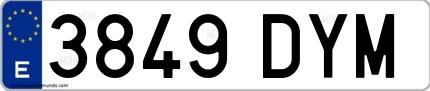 Ejemplo de matrícula española 3849 DYM