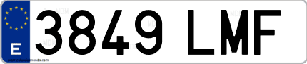 Ejemplo de matrícula de coche ordinaria 3849 LMF