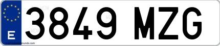 Ejemplo de matrícula española 3849 MZG