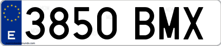 Ejemplo de matrícula de coche ordinaria 3850 BMX