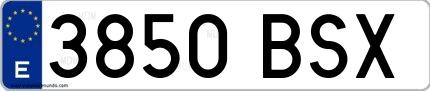 Ejemplo de matrícula española 3850 BSX