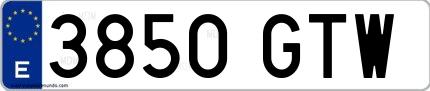 Ejemplo de matrícula española 3850 GTW