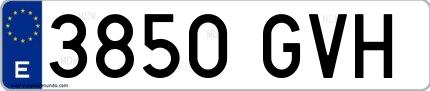Ejemplo de matrícula española 3850 GVH