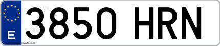 Ejemplo de matrícula española 3850 HRN