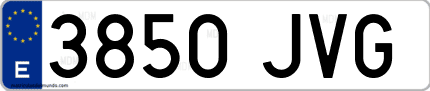 Ejemplo de matrícula de coche ordinaria 3850 JVG