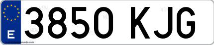Ejemplo de matrícula española 3850 KJG