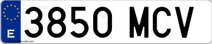 Ejemplo de matrícula española 3850 MCV