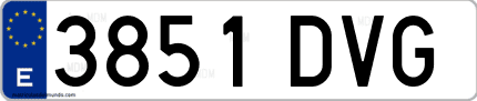 Ejemplo de matrícula de coche ordinaria 3851 DVG