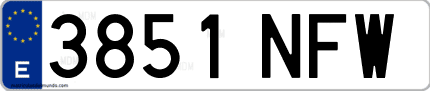 Ejemplo de matrícula de coche ordinaria 3851 NFW