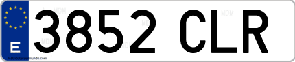 Ejemplo de matrícula de coche ordinaria 3852 CLR