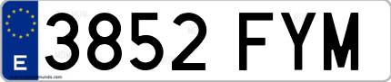 Ejemplo de matrícula de coche ordinaria 3852 FYM