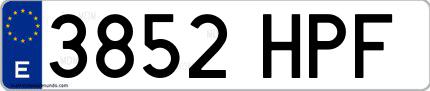 Ejemplo de matrícula española 3852 HPF