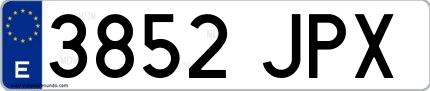 Ejemplo de matrícula española 3852 JPX