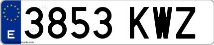 Ejemplo de matrícula española 3853 KWZ