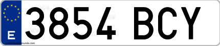 Ejemplo de matrícula de coche ordinaria 3854 BCY