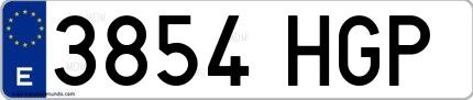 Ejemplo de matrícula española 3854 HGP