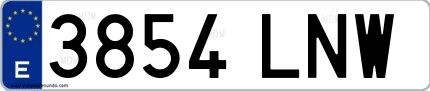 Ejemplo de matrícula española 3854 LNW