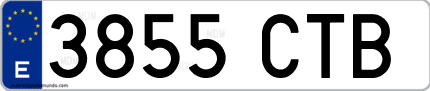 Ejemplo de matrícula de coche ordinaria 3855 CTB