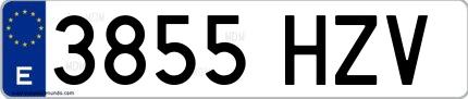 Ejemplo de matrícula española 3855 HZV