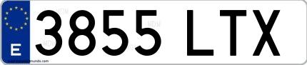 Ejemplo de matrícula española 3855 LTX
