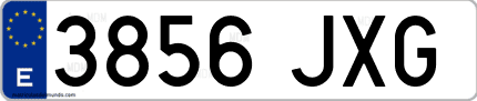 Ejemplo de matrícula de coche ordinaria 3856 JXG