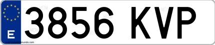Ejemplo de matrícula española 3856 KVP