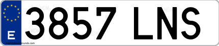 Ejemplo de matrícula de coche ordinaria 3857 LNS