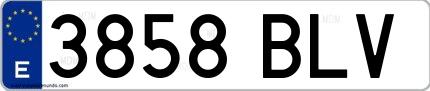 Ejemplo de matrícula española 3858 BLV