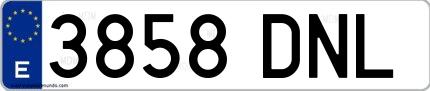 Ejemplo de matrícula española 3858 DNL