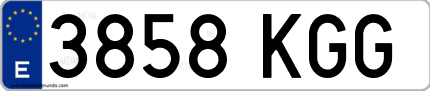Ejemplo de matrícula de coche ordinaria 3858 KGG
