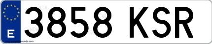 Ejemplo de matrícula española 3858 KSR