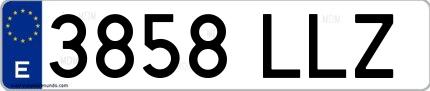 Ejemplo de matrícula española 3858 LLZ