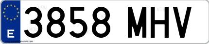 Ejemplo de matrícula española 3858 MHV