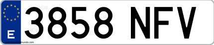 Ejemplo de matrícula de coche ordinaria 3858 NFV