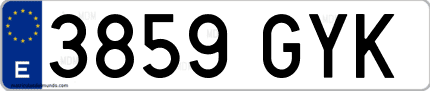 Ejemplo de matrícula de coche ordinaria 3859 GYK