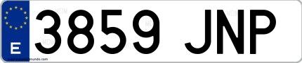 Ejemplo de matrícula española 3859 JNP