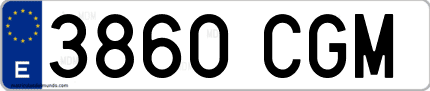 Ejemplo de matrícula de coche ordinaria 3860 CGM
