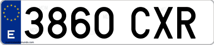 Ejemplo de matrícula de coche ordinaria 3860 CXR