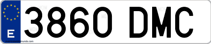 Ejemplo de matrícula de coche ordinaria 3860 DMC