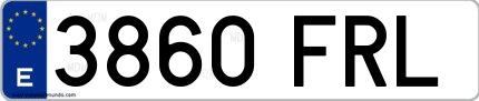 Ejemplo de matrícula española 3860 FRL