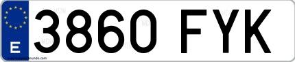 Ejemplo de matrícula española 3860 FYK
