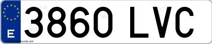 Ejemplo de matrícula española 3860 LVC