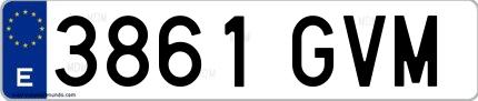 Ejemplo de matrícula española 3861 GVM