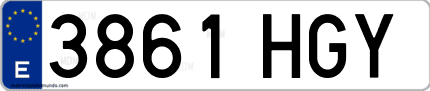 Ejemplo de matrícula de coche ordinaria 3861 HGY